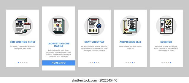 Business Finance Audit Onboarding Mobile App Page Screen Vector. Comparative Analysis And Tax Accounting, Audit Of Annual And Consolidated Financial Statement Illustrations