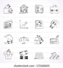 Business, finance and bank icons - vector icon set