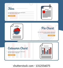 Business and Finance Banner Collection with Outline Filled Style