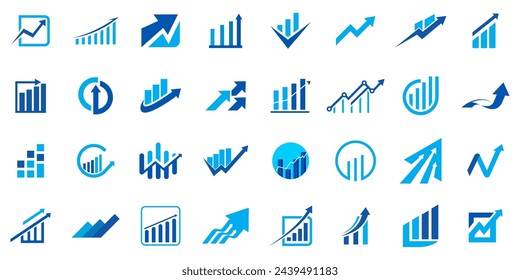 Conjunto de vector de icono de flecha de gráfico financiero empresarial