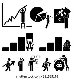 Business Finance Chart Employee Worker Businessman Solution Icon Symbol Sign Pictogram