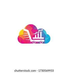 Business finance cloud shape concept logo. market finance logo design vector. Finance cart logo.