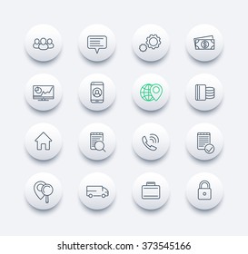 business, finance, commerce, enterprise line round modern icons, vector illustration