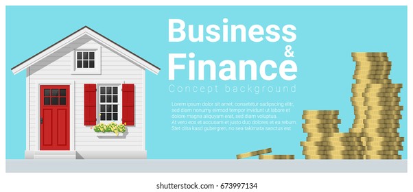 Business and Finance concept background with a little house , vector , illustration