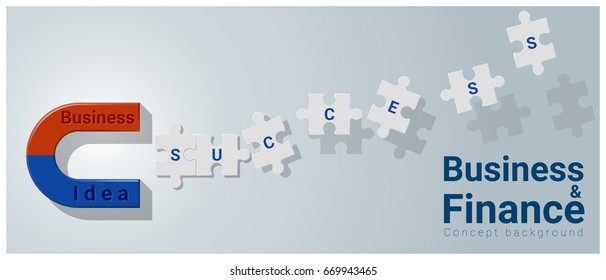 Business and Finance concept background with magnet attracting success , vector , illustration
