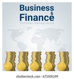 Business and Finance concept background with major currencies , vector , illustration