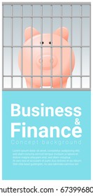 Business and Finance concept background with piggy bank in jail , vector , illustration