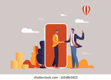 Business and finance concept. Handshake isometric. Partnership flat isometric illustration