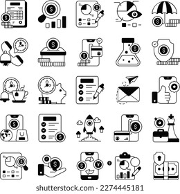 Business and finance concept icons in black version for commercial use 
