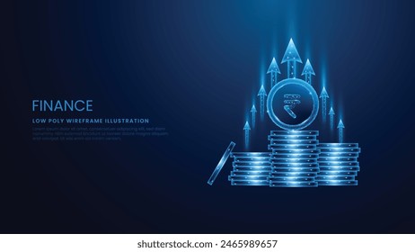 Business and finance concept with a stack of rupee coins growing and increasing. Rising upward graph arrows and Investing money concept vector illustration