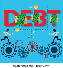 Business finance concept,Cycle's work of worker,work hard and pay debt - vector Illustration