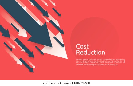 business finance crisis concept. money fall down symbol. arrow decrease economy stretching rising drop. lost crisis bankrupt declining. cost reduction. loss of income. vector illustration.