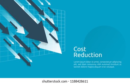 Business Finance Crisis Concept. Money Fall Down Symbol. Arrow Decrease Economy Stretching Rising Drop. Lost Crisis Bankrupt Declining. Cost Reduction. Loss Of Income. Vector Illustration.