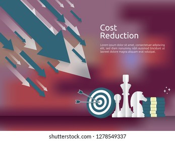 business finance crisis concept. money fall down symbol. arrow decrease economy stretching rising drop. lost crisis bankrupt declining. cost reduction strategy. loss of income. vector illustration.