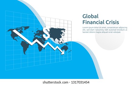 business finance crisis concept. money fall down with arrow decrease symbol. economy stretching rising drop, global lost bankrupt. cost declining reduction or loss of income. vector illustration.