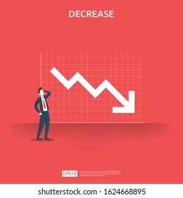 business finance crisis concept. money fall down symbol. arrow decrease economy stretching rising drop. lost crisis bankrupt declining. cost reduction. loss of income. vector illustration.