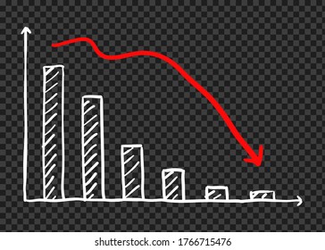 business finance crisis concept. money fall down symbol. arrow decrease economy stretching rising drop. lost crisis bankrupt declining. cost reduction. loss of income. vector illustration drawing 