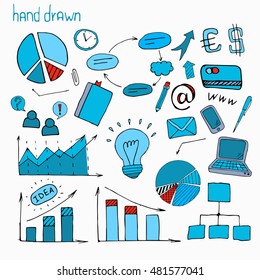 Business finance doodle hand drawn elements.