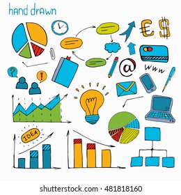 Business finance doodle hand drawn elements.