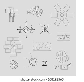 business and finance elements. Hand-drawn