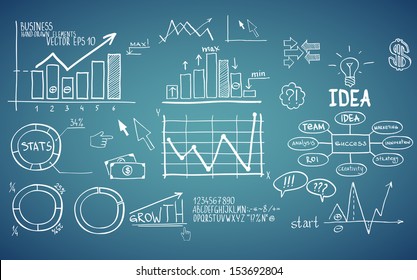 Business finance elements. Hand-drawn