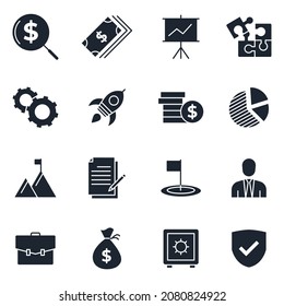 Elementos empresariales y financieros establecen la plantilla de símbolo de icono para la colección de diseños gráficos y web la ilustración vectorial