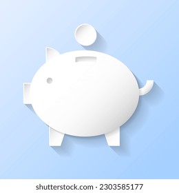 Finanzas de Negocio Concepto de Crecimiento Financiero Ahorro de Dinero Piggy Bank Pig Moneda Ahorro de Dinero Cuenta de Ingresos Fondo Préstamo Libro Blanco 3D Recorte Estilo de arte Icono Icono Fondo Ilustración Vector Aislado 