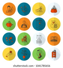 Business and Finance, Flat Icon Set. Simple and Minimalistic Style. Vector