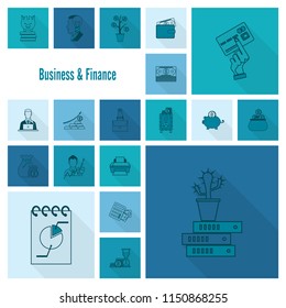 Business and Finance, Flat Icon Set. Simple and Minimalistic Style. Vector