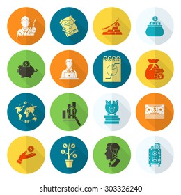 Business and Finance, Flat Icon Set. Simple and Minimalistic Style. Vector