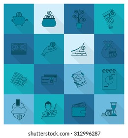 Business and Finance, Flat Icon Set. Simple and Minimalistic Style. Vector