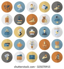 Business and Finance, Flat Icon Set. Simple and Minimalistic Style. Vector