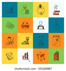 Business and Finance, Flat Icon Set. Simple and Minimalistic Style. Vector