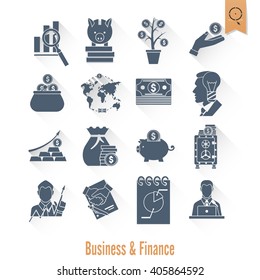 Business and Finance, Flat Icon Set. Simple and Minimalistic Style. Vector
