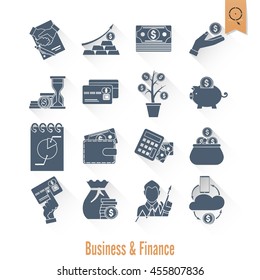 Business and Finance, Flat Icon Set. Simple and Minimalistic Style. Vector