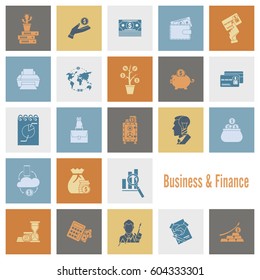Business and Finance, Flat Icon Set. Simple and Minimalistic Style. Vector