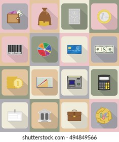 business and finance flat icons vector illustration isolated on background