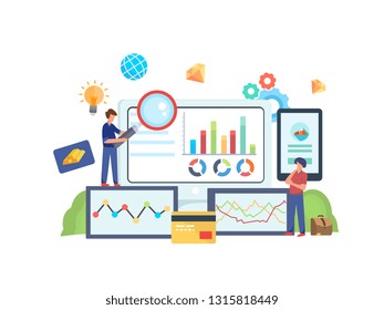 Business and Finance flat illustration. Website Layout with Flat People. for Mobile, Web Site. Vector illustration