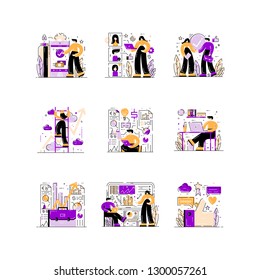 Business and Finance. Flat line collection. Vector concepts. Website banner