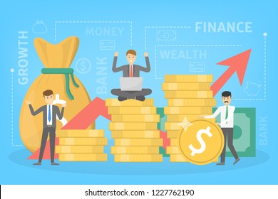 Business finance growth concept. Idea of money increase. Investment and income. Budget profit. Flat vector illustration