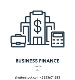 Business Finance Icon. Bank, Money, Investment. Editable Stroke. Simple Vector Icon
