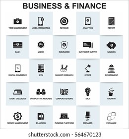 Business and Finance icon banner set