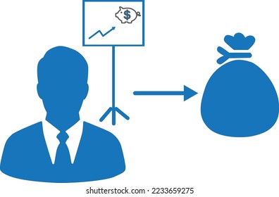 Business finance icon, financial analysis icon vector