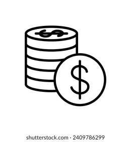 business finance icon line vector illustration in trendy style