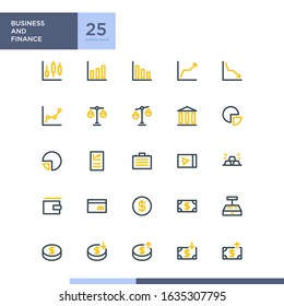 Business and Finance icon pack in outline style