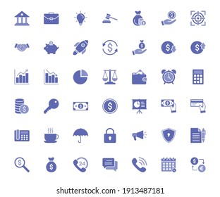 Symbol-Set für Unternehmen und Finanzen für Computer-, Web- und mobile Apps