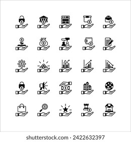 business and finance icon set. filled black icon collection. Containing icons.