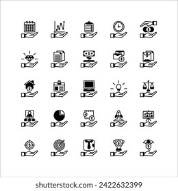 business and finance icon set. filled black icon collection. Containing icons.