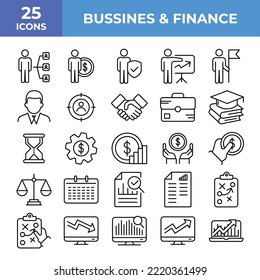 Business And Finance Icon Set, Icons Logo Design Vector Template Illustration Sign And Symbol Pixels Perfect