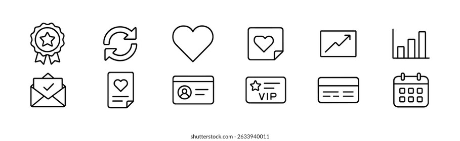 Business, finance icon set - outline, productivity, growth symbols